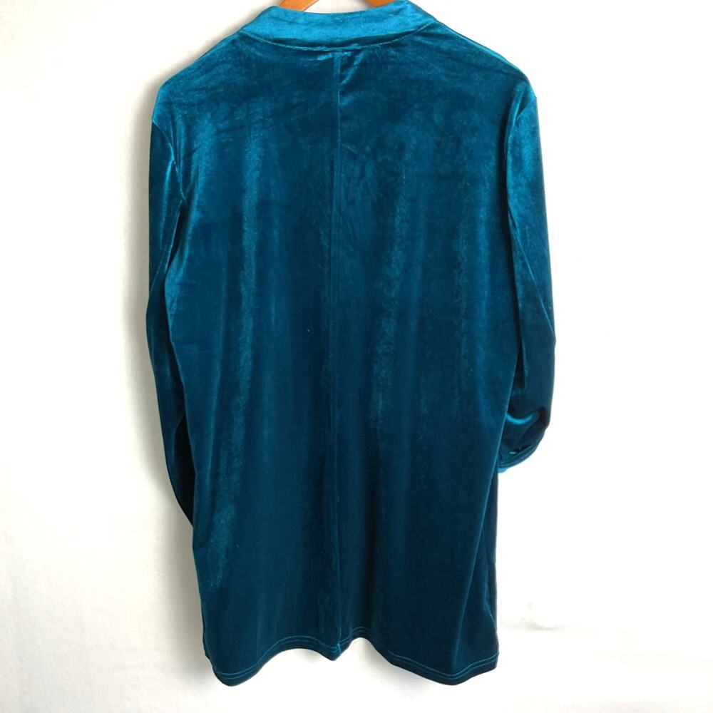 UmGee USA Womens Teal Velvet Cardigan with Animal Print lapel Long Sleeve Small - Picture 3 of 9